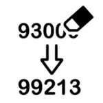 Icon of medical billing code being erased and changed into a different one.